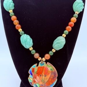 Signed David Kuo Necklace with Champleve Enamel Pendant